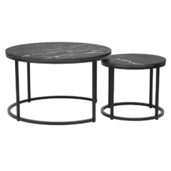 Konferenční stolky, set 2 ks, tmavě šedá/černá, CIRKO