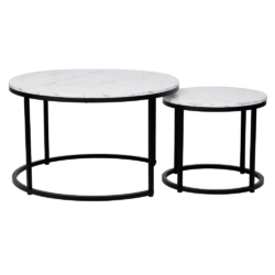 Konferenční stolky, set 2 ks, bílá/černá, CIRKO