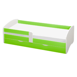 Postel s roštem a úložným prostorem 90x200, bílá/zelená, COCOLINO