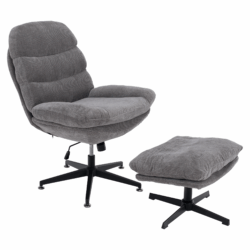 Luxusní otočné křeslo s podnoží, světle šedá/černá, DARIEN