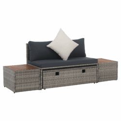 Zahradní ratanový set, šedá/přírodní/krémová, DEBRA