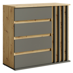 Komoda, 1D4S grafit/dub artisan, DERIS