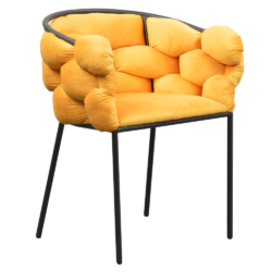 Jídelní křeslo, žlutá Velvet látka/černá, DOROTA