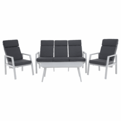 Zahradní polohovací set, šedá/bílá, hliník, EDOIN