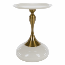 Příruční stolek, bílá Ivory/zlatá, FEJ