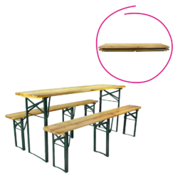 Pivní set 1+2, dřevo/kov, přírodní/tmavě zelená, GANSO TYP 1