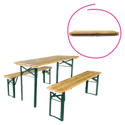 Pivní set 1+2, dřevo/kov, přírodní/tmavě zelená, GANSO TYP 2