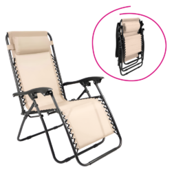 Zahradní polohovací křeslo, béžová, GERALD NEW
