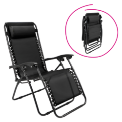 Zahradní polohovací křeslo, černá, GERALD NEW