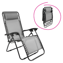 Zahradní polohovací křeslo, světle šedá, GERALD NEW