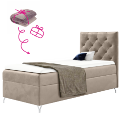 Boxspringová postel, 90x200, béžová látka Velvet, pravá, GULIETTE + dárek