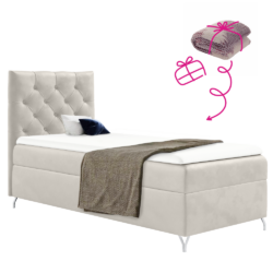 Boxspringová postel, 90x200, bílá látka Velvet, levá, GULIETTE + dárek