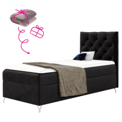Boxspringová postel, 90x200, černá látka Velvet, pravá, GULIETTE + dárek