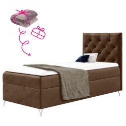 Boxspringová postel, 90x200, hnědá látka Velvet, pravá, GULIETTE + dárek