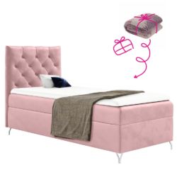 Boxspringová postel, 90x200, růžová látka Velvet, levá, GULIETTE + dárek