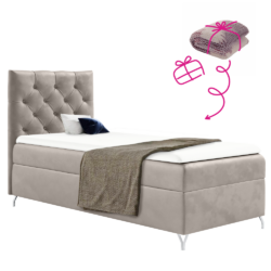 Boxspringová postel, 90x200, šedobéžová Taupe látka Velvet, levá, GULIETTE + dárek