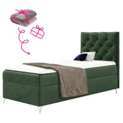 Boxspringová postel, 90x200, zelená látka Velvet, pravá, GULIETTE + dárek