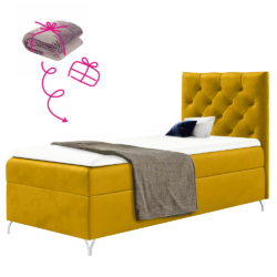 Boxspringová postel, 90x200, žlutá látka Velvet, pravá, GULIETTE + dárek