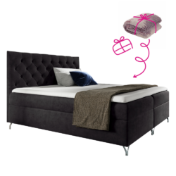 Boxspringová postel, 200x200, černá látka Velvet, GULIETTE + dárek
