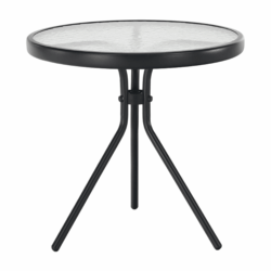 Zahradní příruční stolek, černá ocel/tvrzené čiré sklo, HABIR