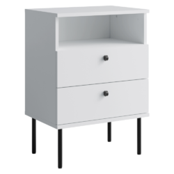 Noční stolek s 2 šuplíky, bílá/černá, IGNE TYP 1