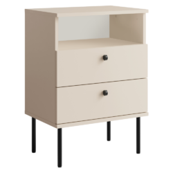 Noční stolek s 2 šuplíky, kašmír/černá, IGNE TYP 1