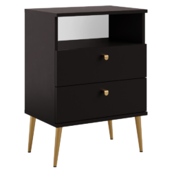 Noční stolek s 2 šuplíky, černá/zlatá, IGNE TYP 2