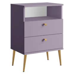 Noční stolek s 2 šuplíky, fialová/zlatá, IGNE TYP 2