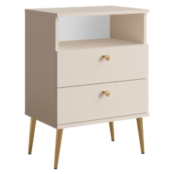Noční stolek s 2 šuplíky, kašmír/zlatá, IGNE TYP 2