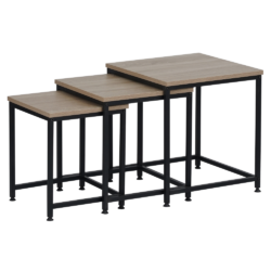 Konferenční stolky, set 3 ks, dub sonoma/černá, KASTLER 2 NEW TYP 3