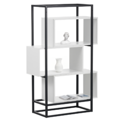 Regál, bílá/černá, KELIN
