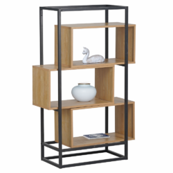 Regál, dub/černá, KELIN