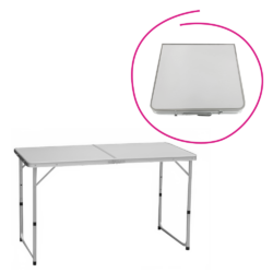 Skládací kempinkový stůl, 120 cm, hliník/MDF, KEPI TYP 1