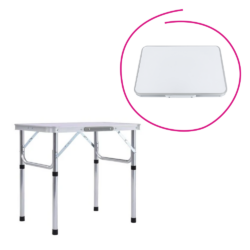 Skládací kempinkový stůl, 60 cm, hliník/MDF, KEPI TYP 2