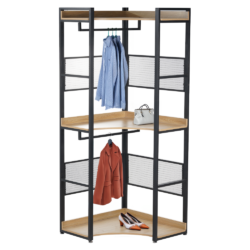 Rohový regál s policí, dub/černá, KILOS NEW TYP 5