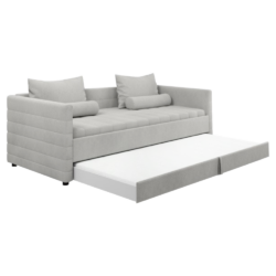 Pohovka s přistýlkou, světle šedá látka, LETIA