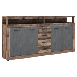 Kombinovaná komoda, old star dark dub tmavě/grafit, LUNYSA