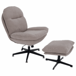 Luxusní otočné křeslo s podnoží, šedobéžová/černá, MADIX