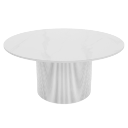 Konferenční stolek, bílý mramor/MDF, průměr 80 cm, MAHIR TYP 1