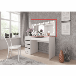 Zrcadlo s osvětlením, bílá, DAKOTA