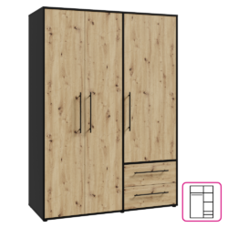 Skříň, dub artisan/černá, MOSKA TYP 1