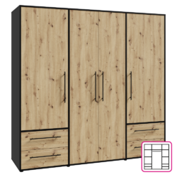 Skříň, dub artisan/černá, MOSKA TYP 2