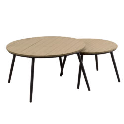 Set dvou zahradních stolků, přírodní / černá, NADRY