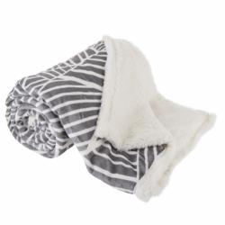 Oboustranná beránková deka, bílá/šedá, 150x200, NAKIA