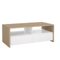 Konferenční stolek, dub hickory/bílá extra vysoký lesk, NEXT 50319