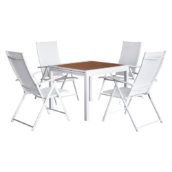 Zahradní set 1+4, bílá/dub, NIKY