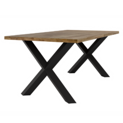 Jídelní stůl, masivní dubové dřevo/černá, 180x100 cm, NILER