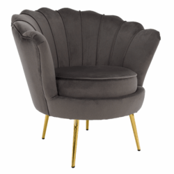 Křeslo ve stylu Art-deco, šedohnědá Velvet látka/gold chrom zlatý, NOBLEO