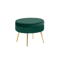 Luxusní taburet, smaragdová Velvet látka/chrom zlatý, Art-deco, NOBLIN TYP 1