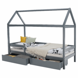 Montessori postel, 90x200, šedá, masiv, NOEMA